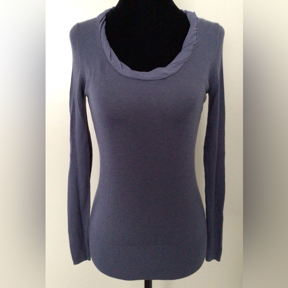 BANANA REPUBLIC Deep Lavender Merino Modal Silk Scoop Neck Sweater - XS